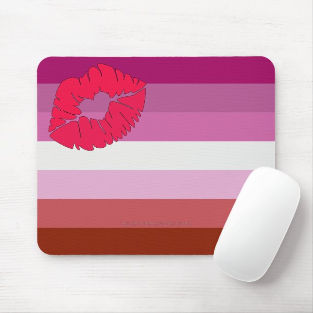 SlipperyJoe lipstick lesbian pride flag feminine c Mouse Mat (With Mouse)