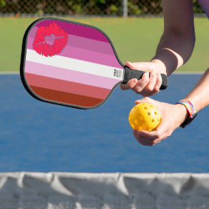 SlipperyJoe lipstick lesbian pride flag feminine c Pickleball Paddle