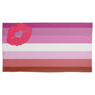 SlipperyJoe lipstick lesbian pride flag feminine c Pillowcase