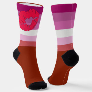 SlipperyJoe lipstick lesbian pride flag feminine c Socks
