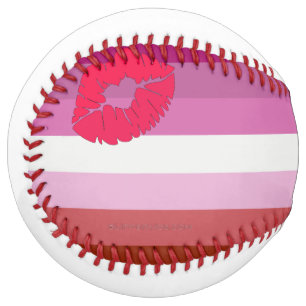 SlipperyJoe lipstick lesbian pride flag feminine c Softball