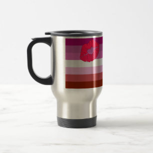 SlipperyJoe lipstick lesbian pride flag feminine c Travel Mug
