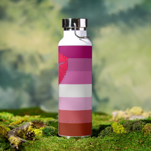SlipperyJoe lipstick lesbian pride flag feminine c Water Bottle