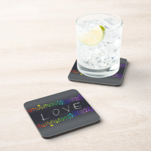 SlipperyJoe love bubbles red orange yellow green c Coaster