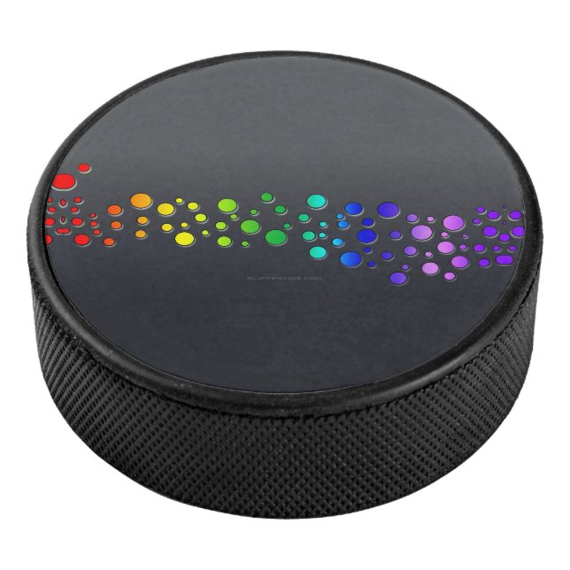 SlipperyJoe love bubbles red orange yellow green c Hockey Puck (3/4)