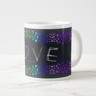 SlipperyJoe love bubbles red orange yellow green c Large Coffee Mug