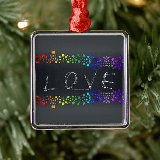SlipperyJoe love bubbles red orange yellow green c Metal Tree Decoration (Tree)