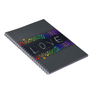 SlipperyJoe love bubbles red orange yellow green c Notebook