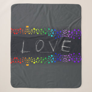 SlipperyJoe love bubbles red orange yellow green c Sherpa Blanket