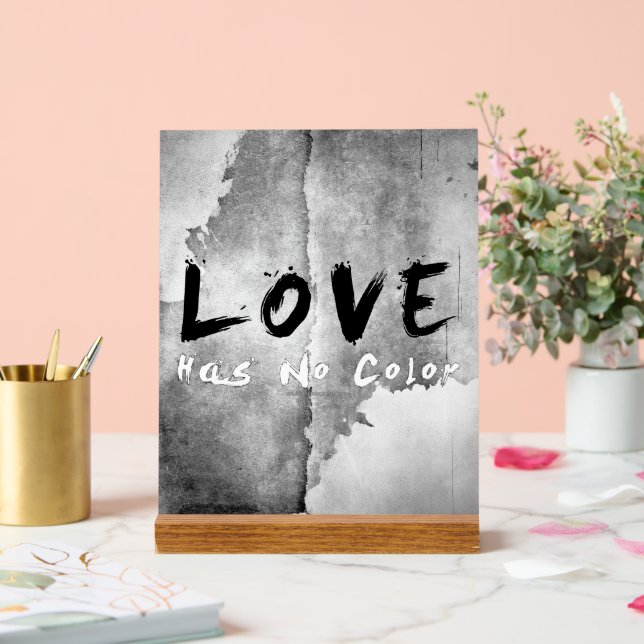 SlipperyJoe love has no colour race skin-tone boun Acrylic Sign (Wedding)