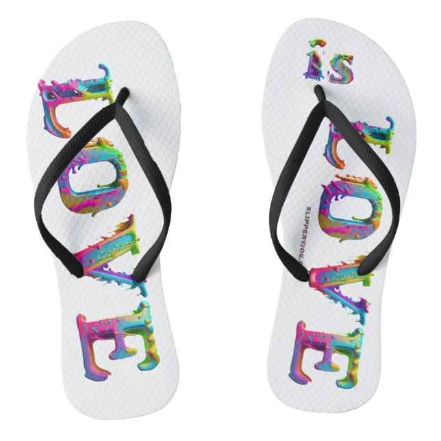 SlipperyJoe love is love dripping melting dynamic  Flip Flops (Footbed)