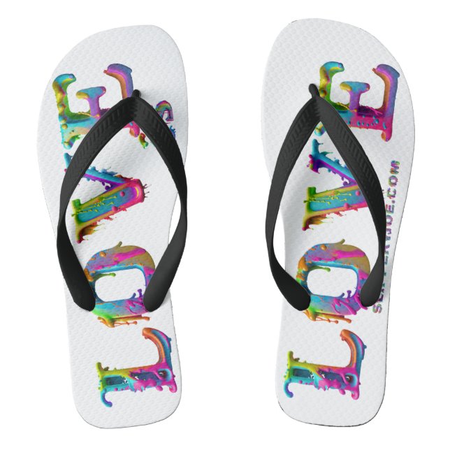 SlipperyJoe love is love dripping melting dynamic  Flip Flops (Footbed)