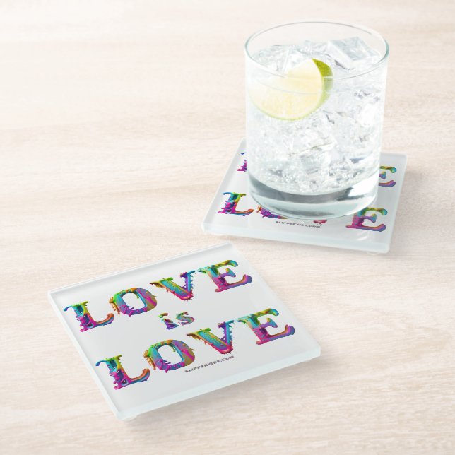 SlipperyJoe love is love dripping melting dynamic  Glass Coaster (Angled)