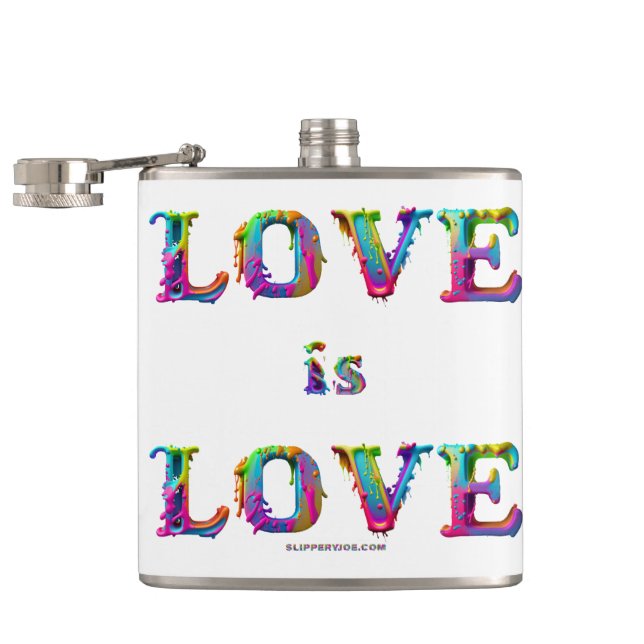 SlipperyJoe love is love dripping melting dynamic  Hip Flask (Opened)