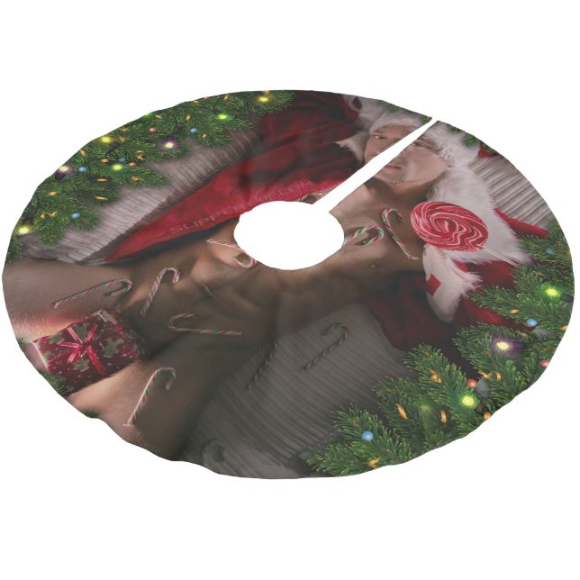 SlipperyJoe male chest six pack stomach bare torso Brushed Polyester Tree Skirt (Angled)
