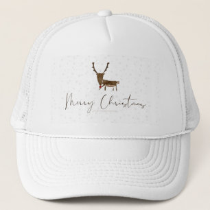 SlipperyJoe Merry Christmas reindeer red-nose antl Trucker Hat