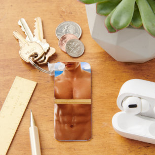 SlipperyJoe muscular man abs locker room tiled flo Key Ring