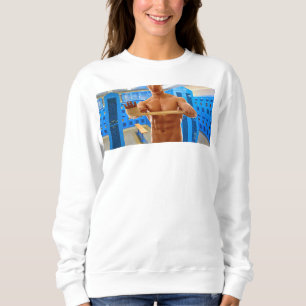 SlipperyJoe muscular man abs locker room tiled flo Sweatshirt