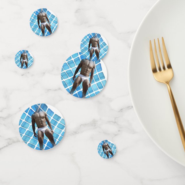 SlipperyJoe muscular man six-pack abs male white u Confetti (Group)