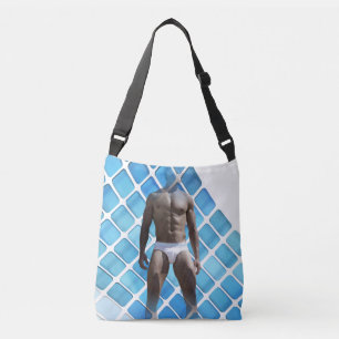 SlipperyJoe muscular man six-pack abs male white u Crossbody Bag