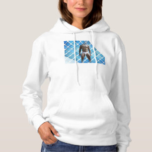 SlipperyJoe muscular man six-pack abs male white u Hoodie