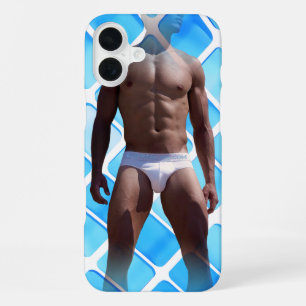 SlipperyJoe muscular man six-pack abs male white u iPhone 16 Plus Case