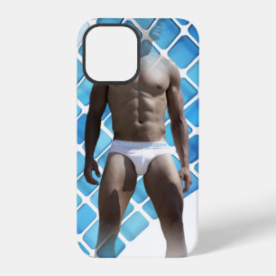 SlipperyJoe muscular man six-pack abs male white u iPhone 12 Pro Case
