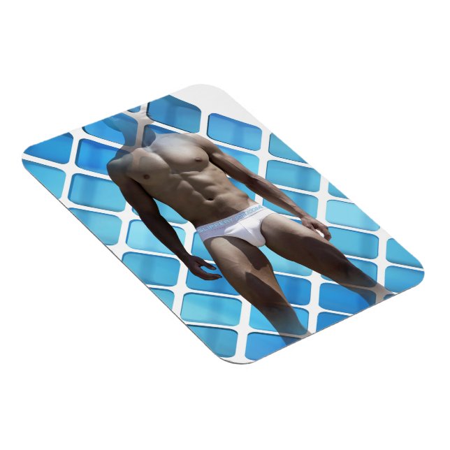 SlipperyJoe muscular man six-pack abs male white u Magnet (Right Side)