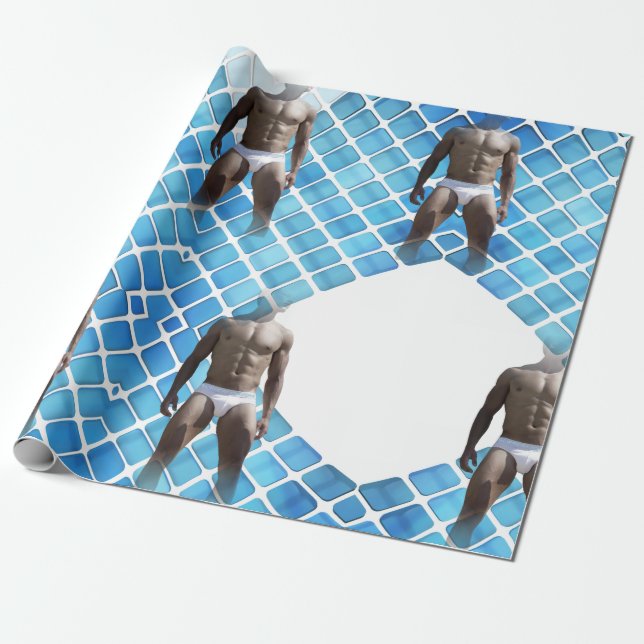 SlipperyJoe muscular man six-pack abs male white u Wrapping Paper (Unrolled)