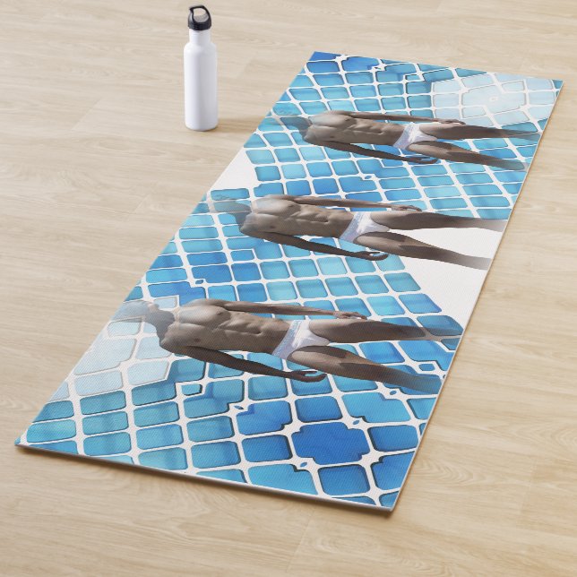 SlipperyJoe muscular man six-pack abs male white u Yoga Mat (In Situ)