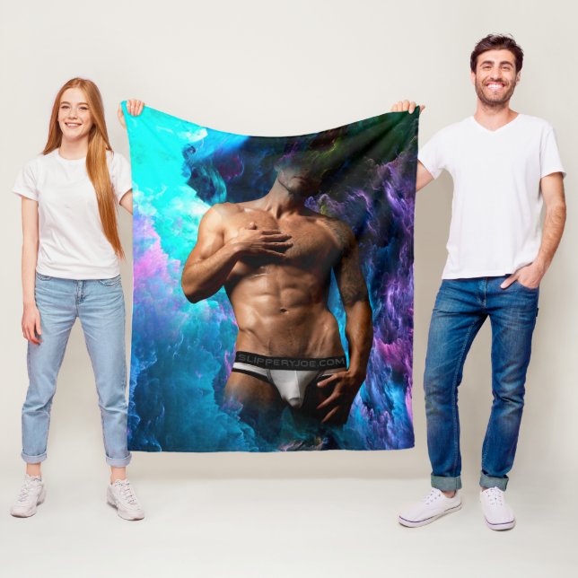 SlipperyJoe muscular man underwear bulge vibrant h Fleece Blanket (In Situ)