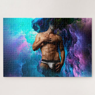 SlipperyJoe muscular man underwear bulge vibrant h Jigsaw Puzzle
