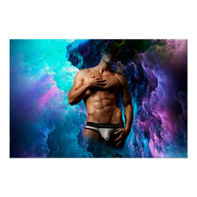 SlipperyJoe muscular man underwear bulge vibrant h Poster (Front)