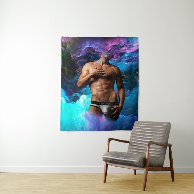 SlipperyJoe muscular man underwear bulge vibrant h Tapestry (In Situ)