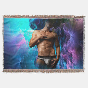 SlipperyJoe muscular man underwear bulge vibrant h Throw Blanket