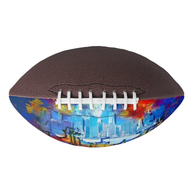 SlipperyJoe NYC graffiti moon surrounded swirling  American Football (Front)