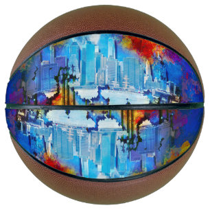 SlipperyJoe NYC graffiti moon surrounded swirling Basketball