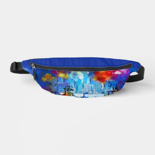 SlipperyJoe NYC graffiti moon surrounded swirling Bum Bags