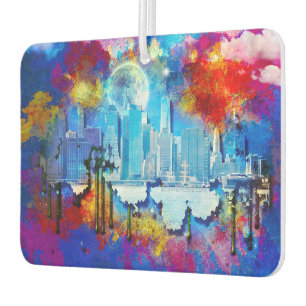 SlipperyJoe NYC graffiti moon surrounded swirling  Car Air Freshener