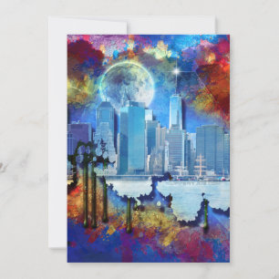 SlipperyJoe NYC graffiti moon surrounded swirling  Holiday Card
