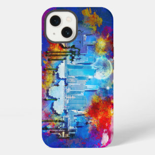 SlipperyJoe NYC graffiti moon surrounded swirling iPhone 13 Case