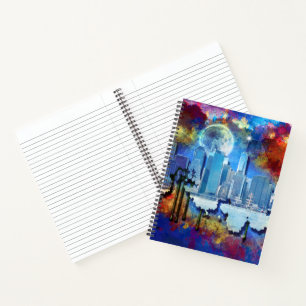 SlipperyJoe NYC graffiti moon surrounded swirling  Notebook