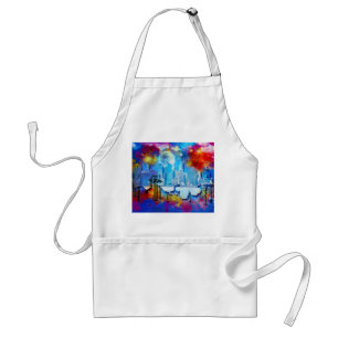 SlipperyJoe NYC graffiti moon surrounded swirling  Standard Apron