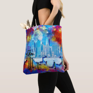 SlipperyJoe NYC graffiti moon surrounded swirling  Tote Bag