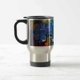 SlipperyJoe NYC graffiti moon surrounded swirling Travel Mug