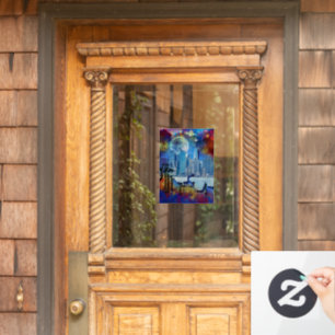 SlipperyJoe NYC graffiti moon surrounded swirling  Window Cling