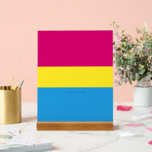 SlipperyJoe pansexual pride flag pink amber and cy Acrylic Sign