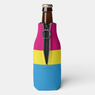SlipperyJoe pansexual pride flag pink amber and cy Bottle Cooler