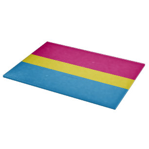 SlipperyJoe pansexual pride flag pink amber and cy Cutting Board