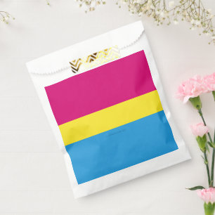 SlipperyJoe pansexual pride flag pink amber and cy Favour Bags